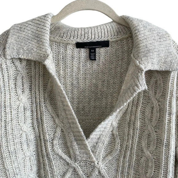 WHITE House Black Market Oversized Polo Sweater with Fringe Size XS - Picture 6 of 16